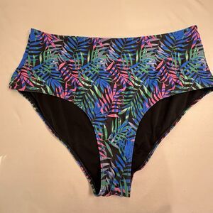 BloomChic Swim Bottoms Plus Size 22-24 Tropical High Waist Bikini Bottom Beach